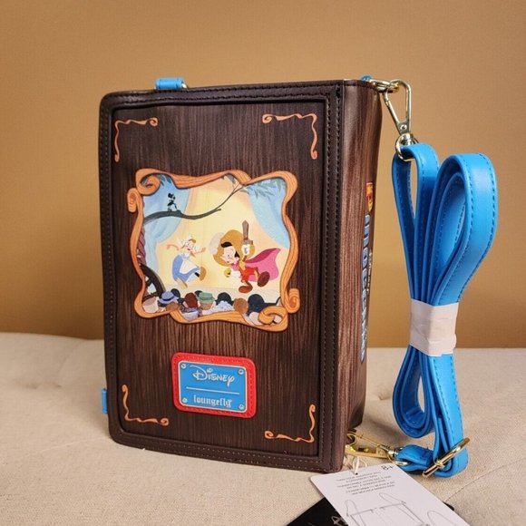 Loungefly Disney Pinocchio Story Book Convertable Backpack Crossbody Bag NEW